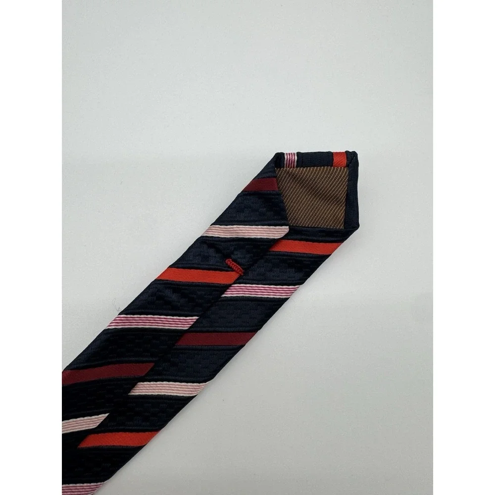 Imani Uomo Tie Black Red White Striped Classic Diagonal Stripe Men's Tie